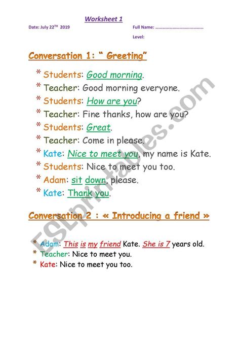 Introducing Oneself And A Friend Esl Worksheet By Ayesha32