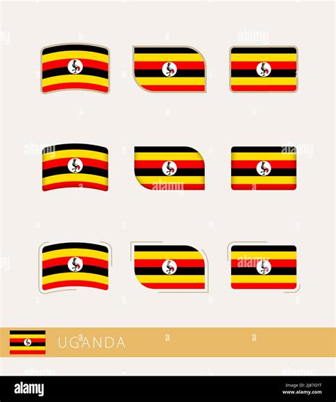 Vector Flags Of Uganda Collection Of Uganda Flags Vector Icon Stock