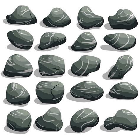 Rock Piedra Conjunto De Dibujos Animados Vector Premium