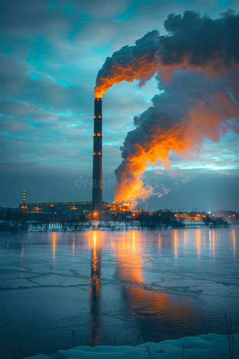 A Large Industrial Plant Is Emitting Smoke Into The Sky The Scene Is