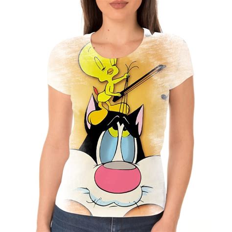 Camiseta Camisa Feminina Piu Piu E Frajola Looney Tunes Shopee Brasil