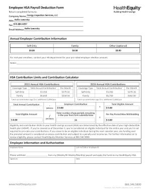 Hsa Payroll Deduction Form Printable Forms Free Online