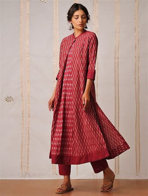 Buy Red Handloom Cotton Ikat Kurta By Jaypore Online At Jaypore