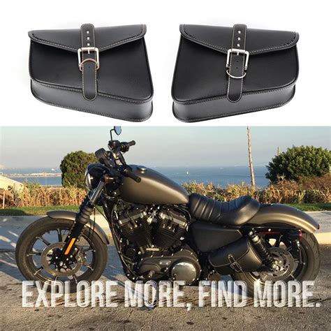 2X Motorcycle Saddle Bags PU Leather Swingarm Bag Motorcycle SaddleBags