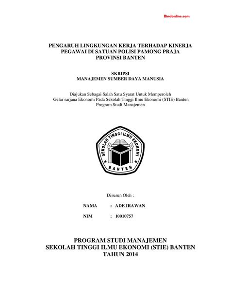 Contoh Proposal Skripsi Msdm 3 Variabel Pdf Pulp