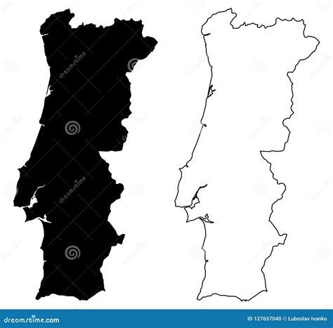 Simple Only Sharp Corners Map Of Portugal Vector Drawing Merc Stock