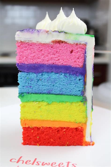 Rainbow Cake Recipe With Four Cake Layers Chelsweets Recipe Rainbow Cake Recipe Rainbow