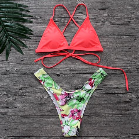 Bikini Straps Padded Thong Bikini Set Women Swimwear Swimsuit Scoop