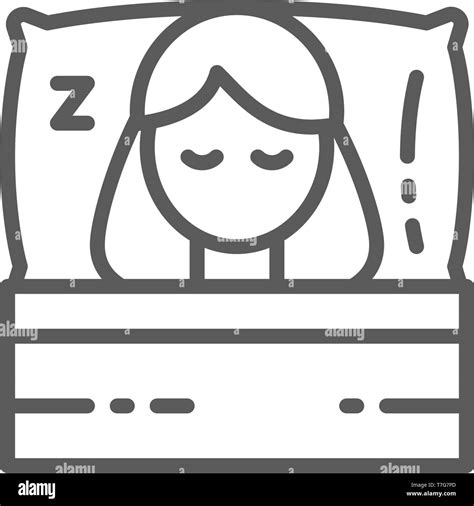 Sleeping Girl On Bed Line Icon Stock Vector Image And Art Alamy