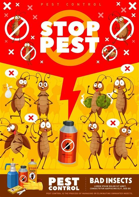 Pest control poster or flyer with funny cockroach 23497195 Vector Art ...