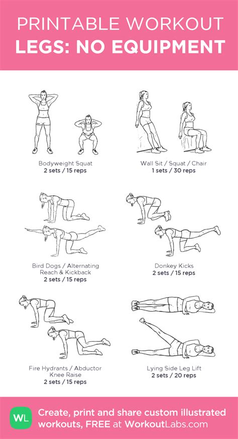 LEGS NO EQUIPMENT Planet Fitness Workout Printable Workouts Total