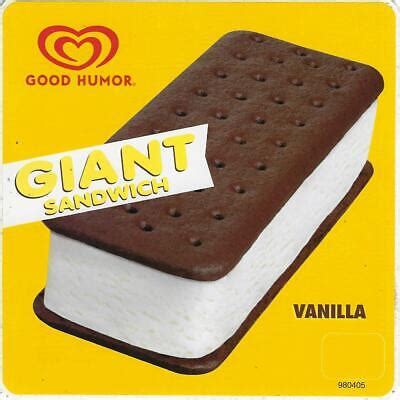 Classic Giant Vanilla Sandwich Good Humor Ice Cream Truck Sticker 6 X