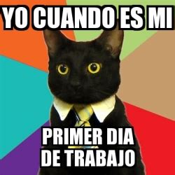 Meme Business Cat Yo Cuando Es Mi Primer Dia De Trabajo 29083527