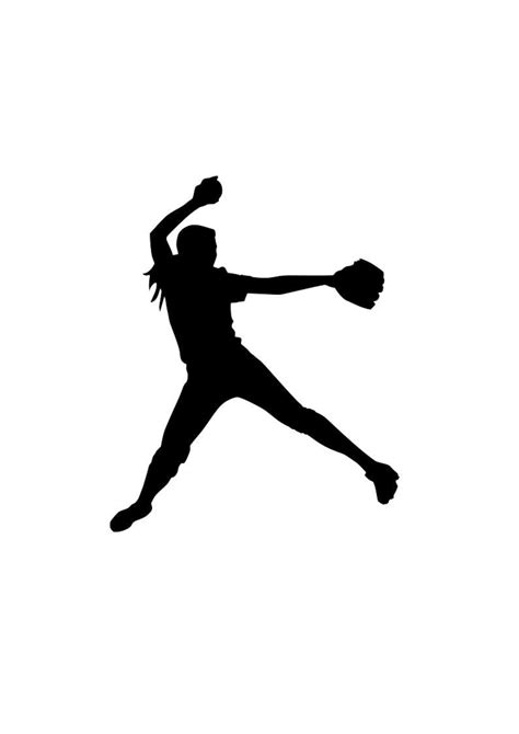 Softball Pitcher SVG Silhouette Decal Outline Logo Cricut - Etsy