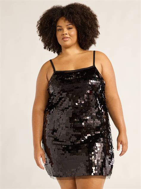 Scoop Womens Plus Paillette Sequin Mini Slip Dress Sizes 1X 4X