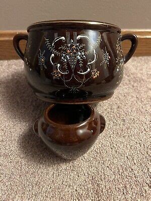 Vintage Japanese Moriage Redware Brown Betty Ceramic Pot EBay