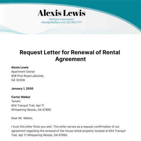 Free Rental Agreement Letter Templates Examples Edit Online