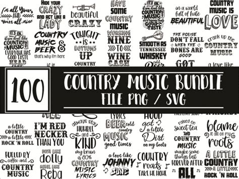 Bundle 100 Country Music SVG PNG Files For Cricut Country Music Svg