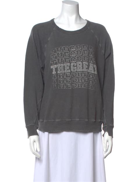 The Great Graphic Print Crew Neck Sweatshirt Grey Tops Clothing Wgrea48117 The Realreal