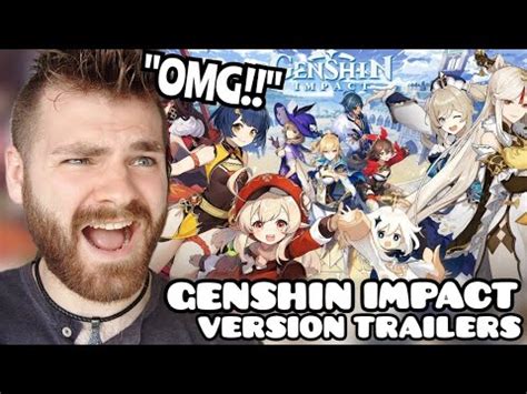 First Time Reaction To All Genshin Impact Version Trailers Part