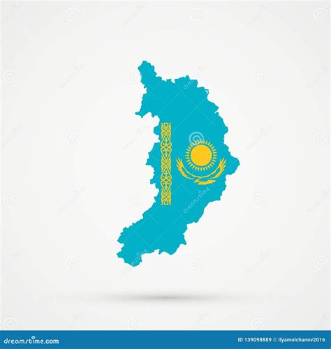 Republic of Khakassia Map in Kazakhstan Flag Colors, Editable Vector ...