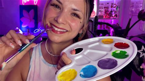 ASMR Spit Painting Doing Your Makeup With Edible Paint YouTube