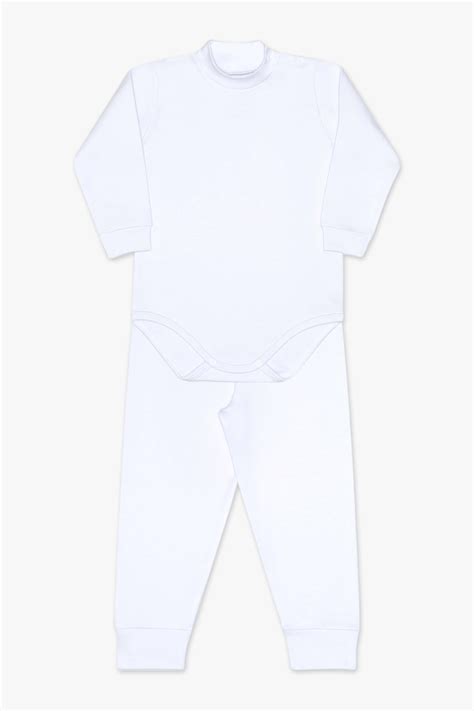 Conjunto De Body Gola Alta Elastano Branco Infantil Dedeka