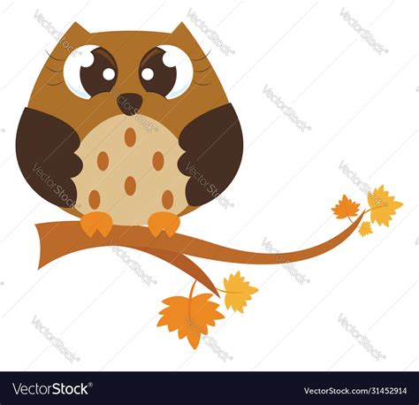 Brown owl on white background Royalty Free Vector Image