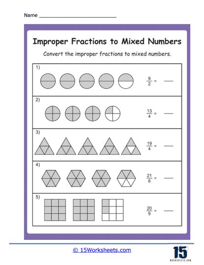 Improper Fractions To Mixed Numbers Worksheets 15 Worksheets