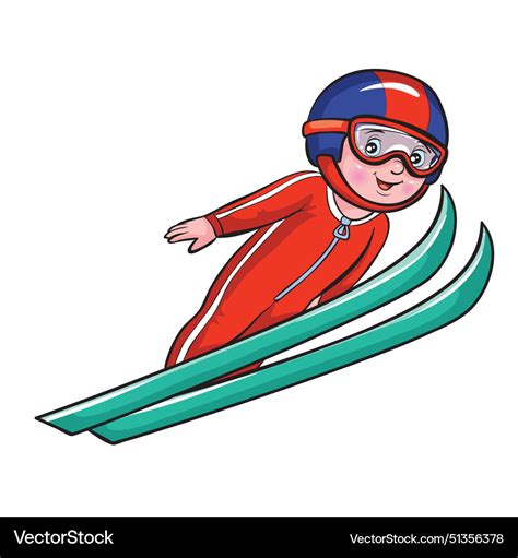 Red Skier Slides Down The Slope Royalty Free Vector Image