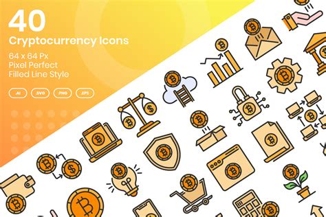 40 Cryptocurrency Icons Filled Line Graphic By Kmgdesignid Creative