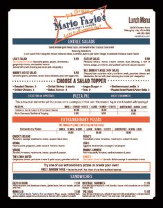 Mario Fazio’s restaurant lunch menu | Mario Fazio's