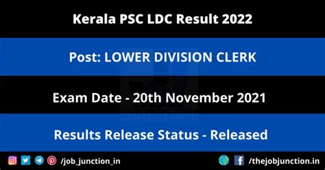 Kerala Psc Ldc Result Job Junction