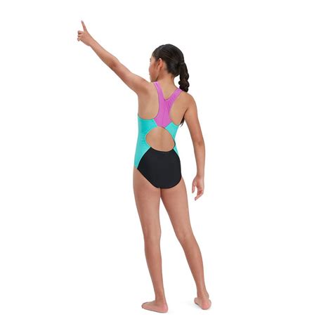 Speedo Colourblock Spiritback ECO Endurabrite Swimsuit Black Swiminn