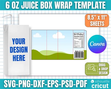 Juice Box Wrapper Template 6oz Juice Box Wrap Template Juice Box