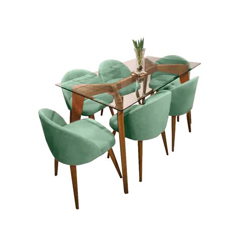 Juego De Comedor De 6 Sillas Dallas Home Premium Verde Supermercado