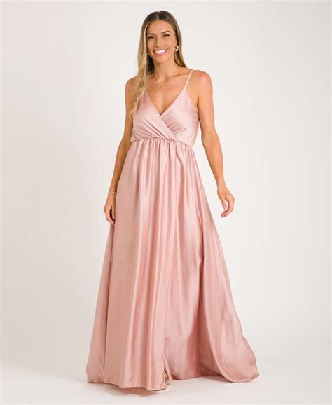 Dress Strappy Wrap Front Satin Maxi Dress Krisp