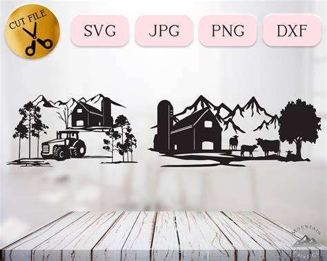 Farm Tractor Svg Scene Farm Life Svg Farmer Silhouette Vector Dairy