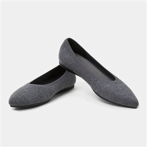 Aria Wool Pointy Flats In Rich Grey Sustainable And Washable Vivaia