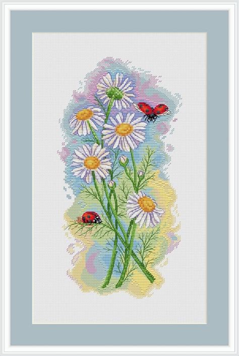 Daisies And Ladybugs Cross Stitch Pattern Code An Anna Nolfina