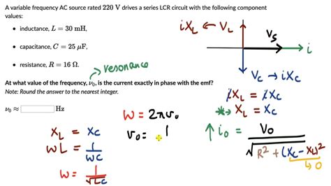 Worked Examples Resonance Frequency In Lcr Circuits Ac Physics Khan Academy Youtube