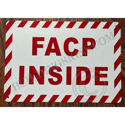 Facp Inside Sign Fire Alarm Control Panel Inside Sign White Reflective Aluminium 7x10rust