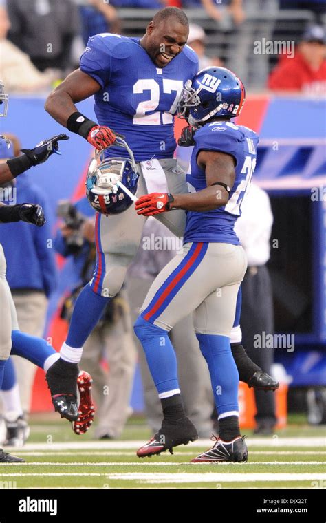 New York Giants Running Back Brandon Jacobs 27 Celebrates With