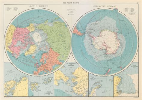 Polar Regions Arctic Antarctic Sea Chart Steamer Routes Large