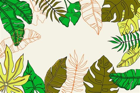 Fondo De Hojas Tropicales Dibujadas A Mano Vector Gratis