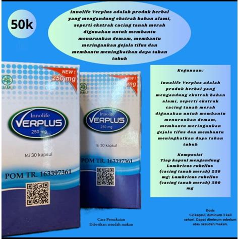 Jual Innolife Inolife Verplus Vermint Kapsul Cacing Asli Obat Tipes