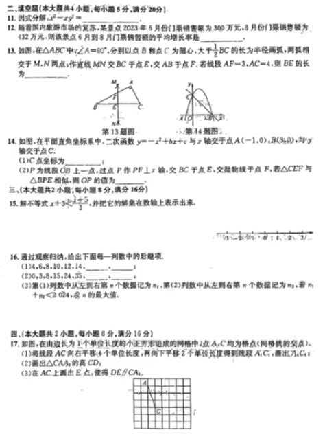 2024年安徽中考数学真题及答案【图片版】初三网