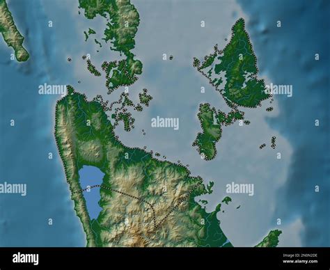 Surigao Del Norte Province Of Philippines Colored Elevation Map With