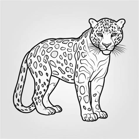 Premium AI Image | A black and white drawing of a leopard on a white ...