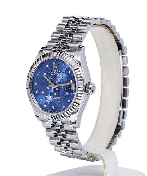 Rolex Oyster Datejust Jubilee Steel Blue Floral Motif Diamond Dial